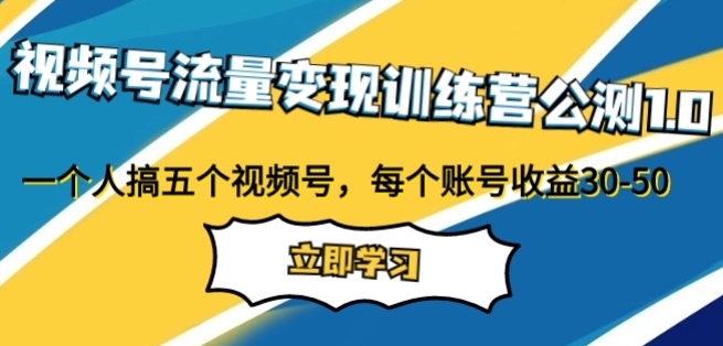 视频号流量变现训练营公测1.0：一个人搞五个视频号，每个账号收益30-50