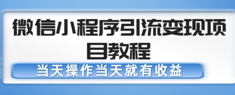 微信小程序引流变现项目教程，当天操作当天就有收益，变现不再是难事