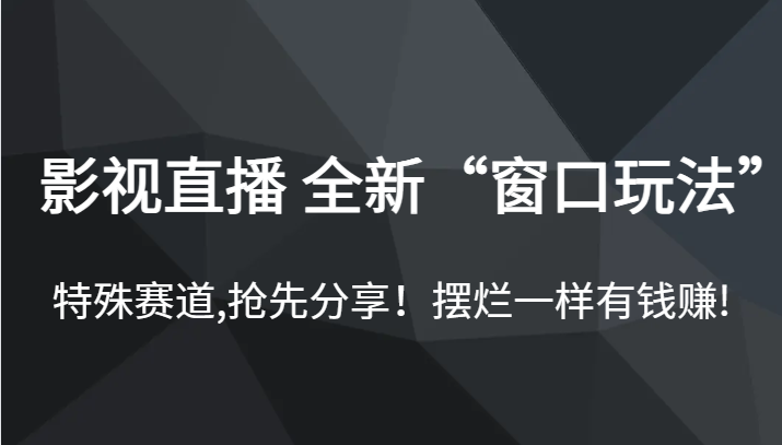 影视直播全新“窗口玩法”特殊赛道抢先分享！摆烂一样有钱赚（附500G素材）