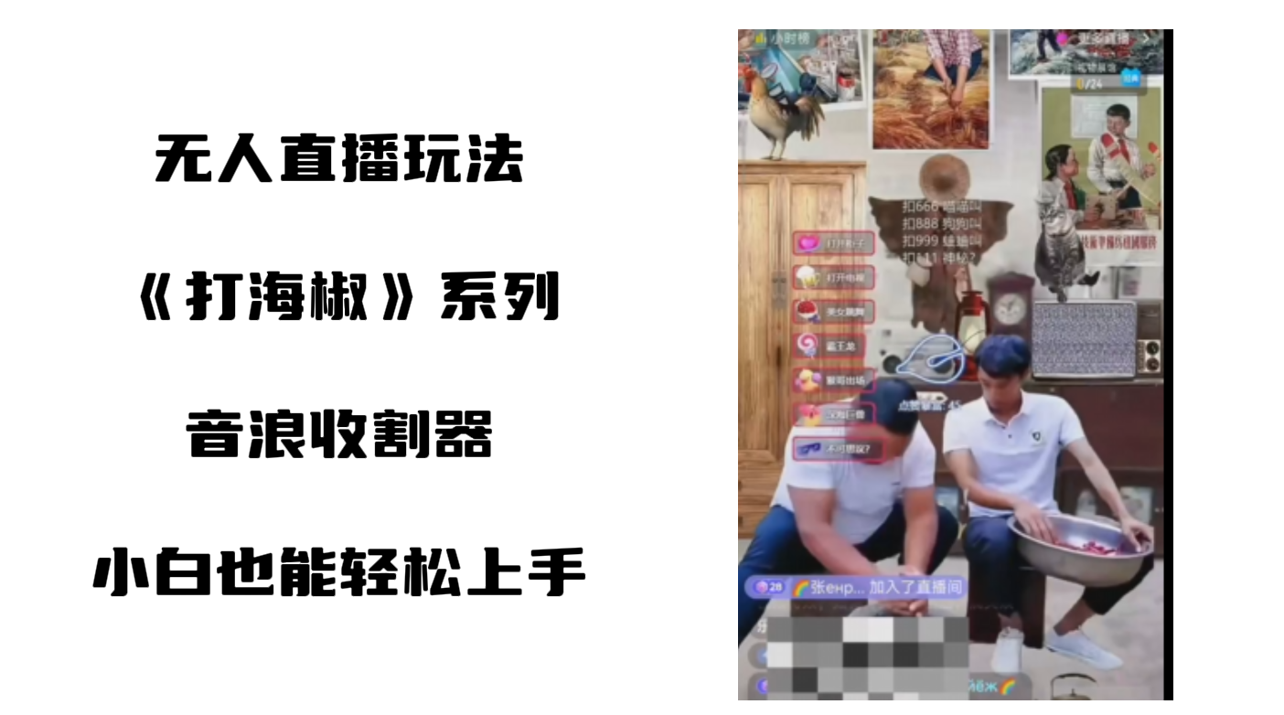 打海椒无人直播整蛊项目，小白轻松上手撸音浪收割器