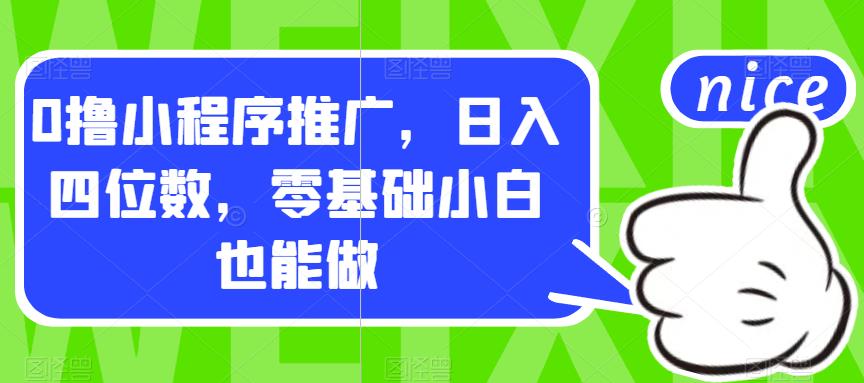 0撸小程序推广，日入四位数，零基础小白也能做