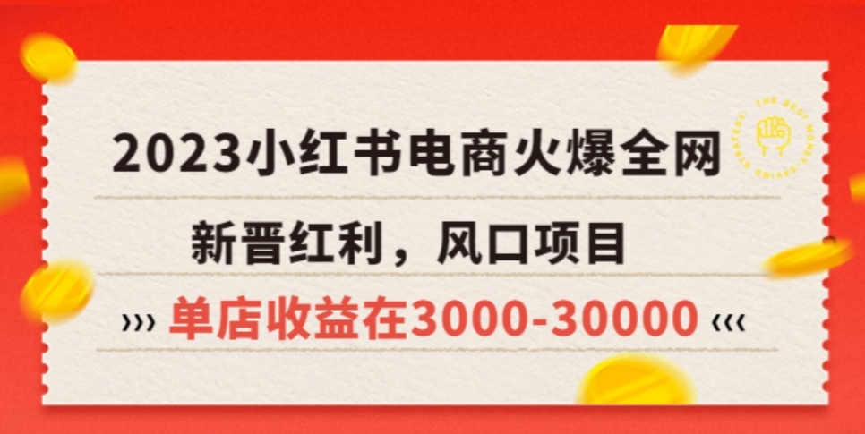 2023小红书电商火爆全网，新晋红利，风口项目，单店收益在3000-30000！